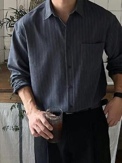 直紋長袖恤衫 S2467