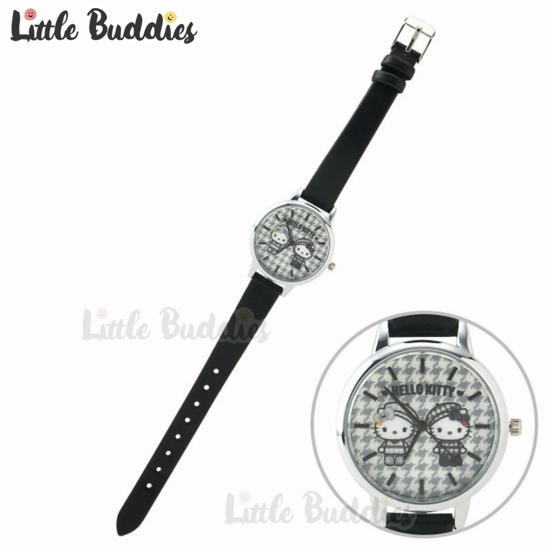 日本 Sanrio Hello Kitty 生日 單色千鳥格Twins設計系列 手錶