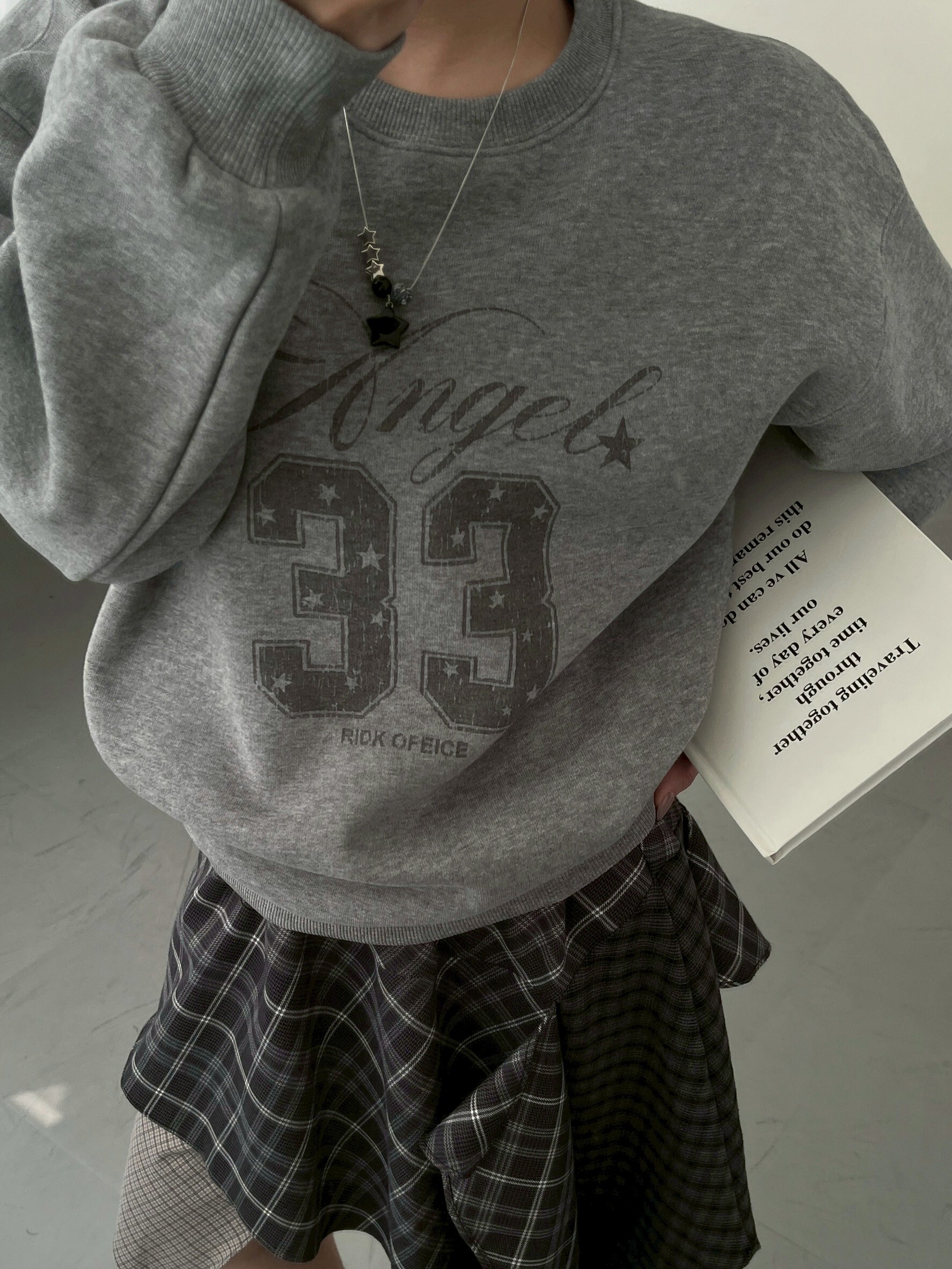 美式星星數字加絨大學tee