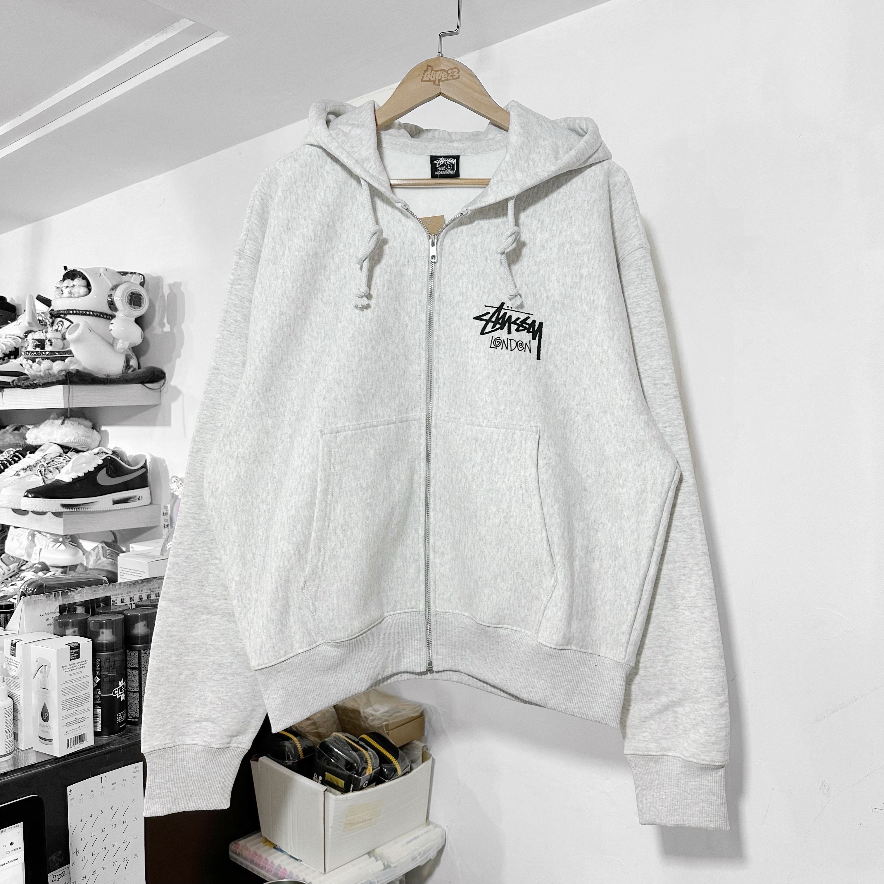 STUSSY STOCK LONDON SHOP ZIP UP HOODIE 倫敦拉鏈外套 ASH GREY