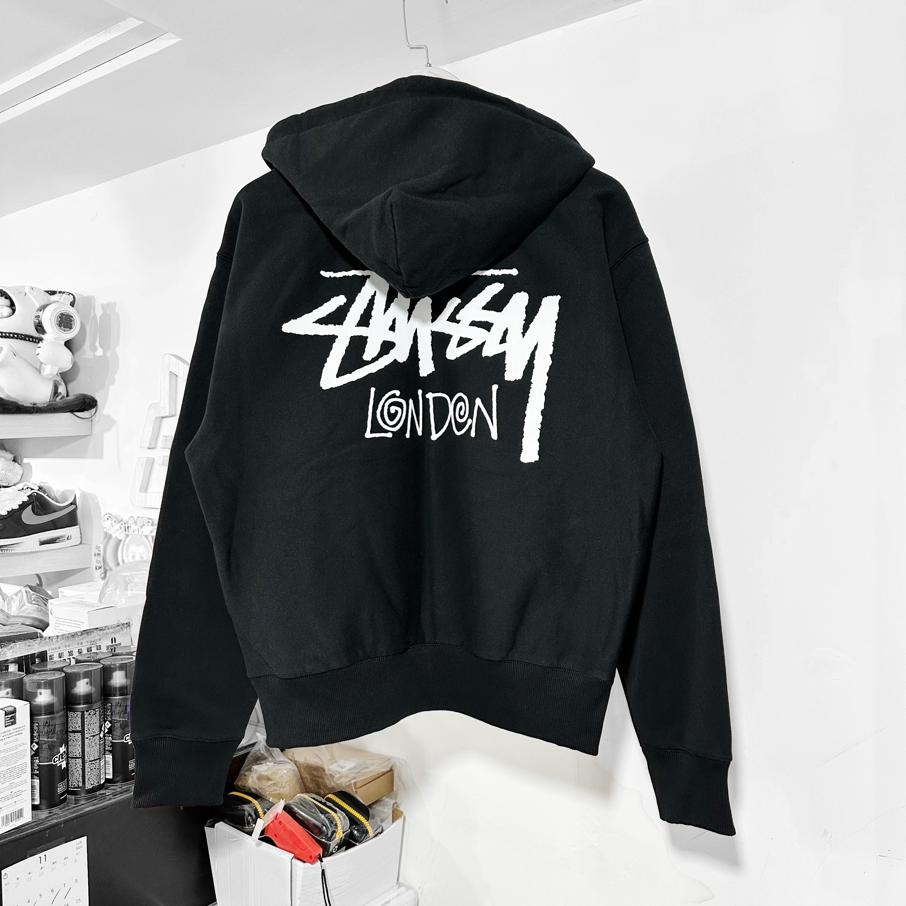 STUSSY STOCK LONDON SHOP ZIP UP HOODIE 倫敦拉鏈外套 Black