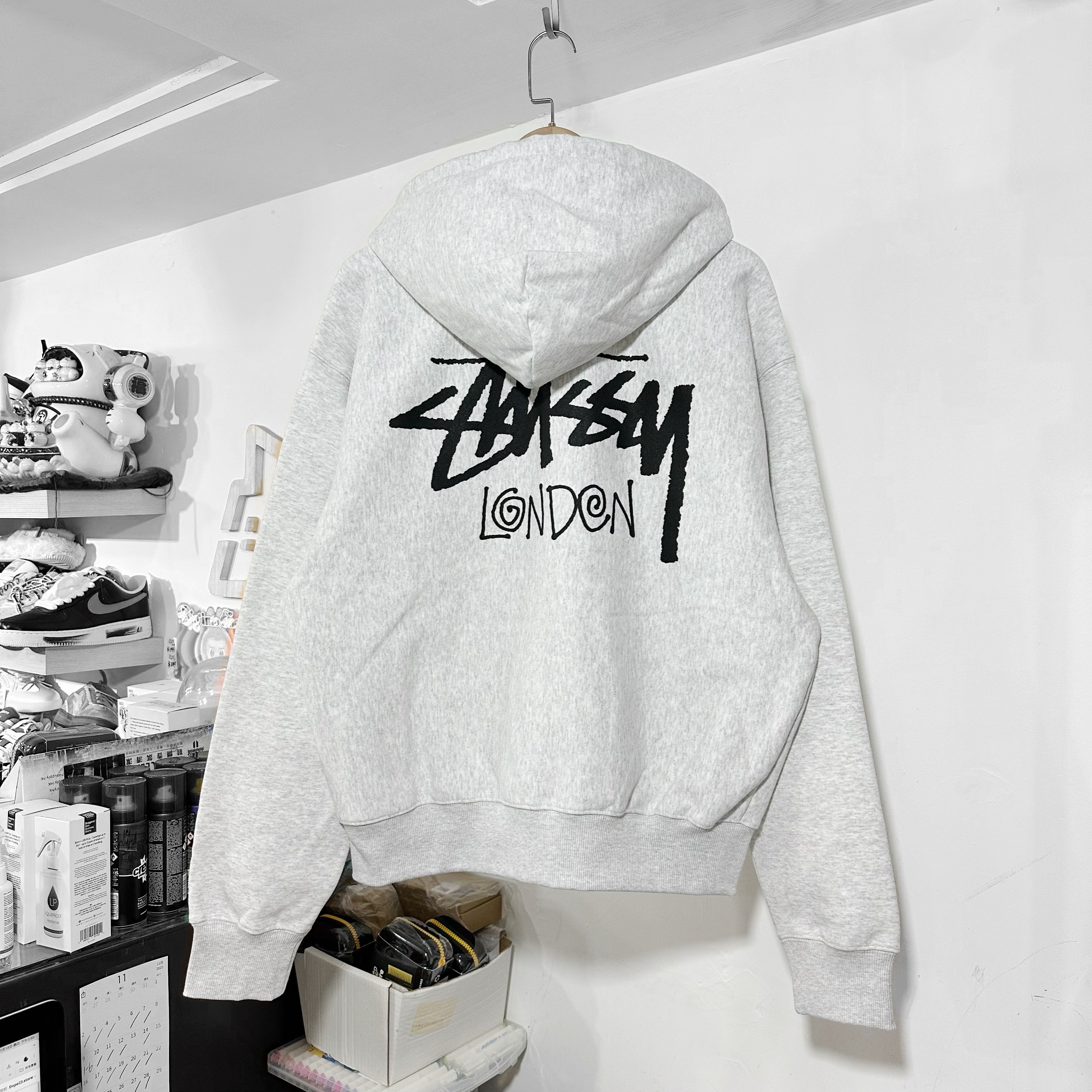 STUSSY STOCK LONDON SHOP ZIP UP HOODIE 倫敦拉鏈外套 ASH GREY