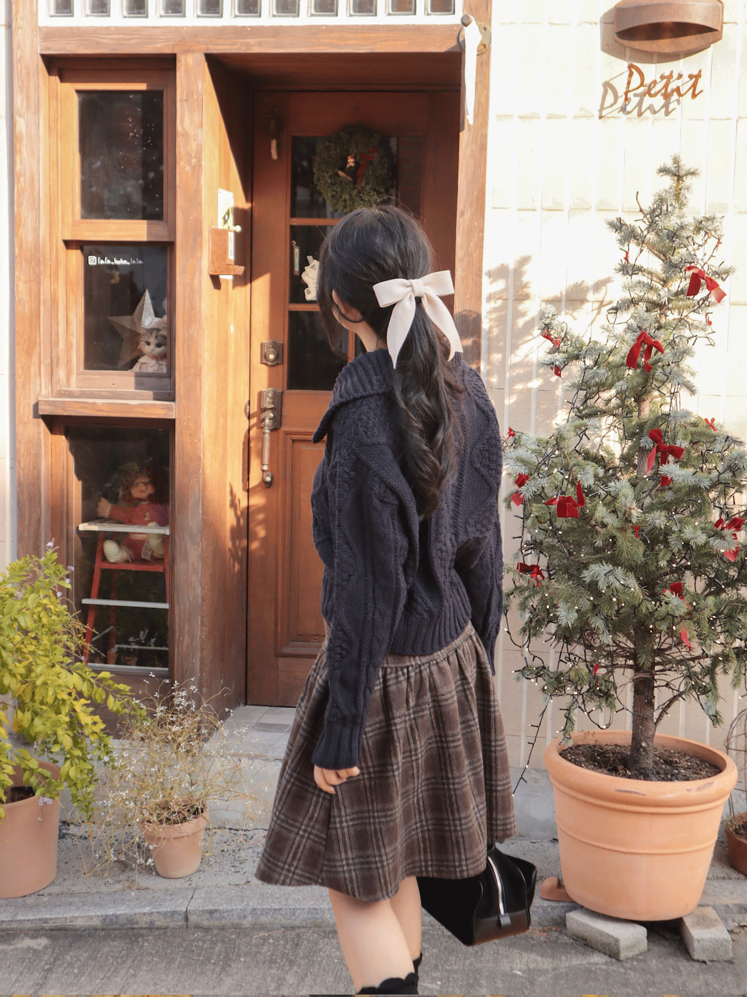 25J112 復古音樂盒 翻領麻花捲排釦毛衣/針織外套