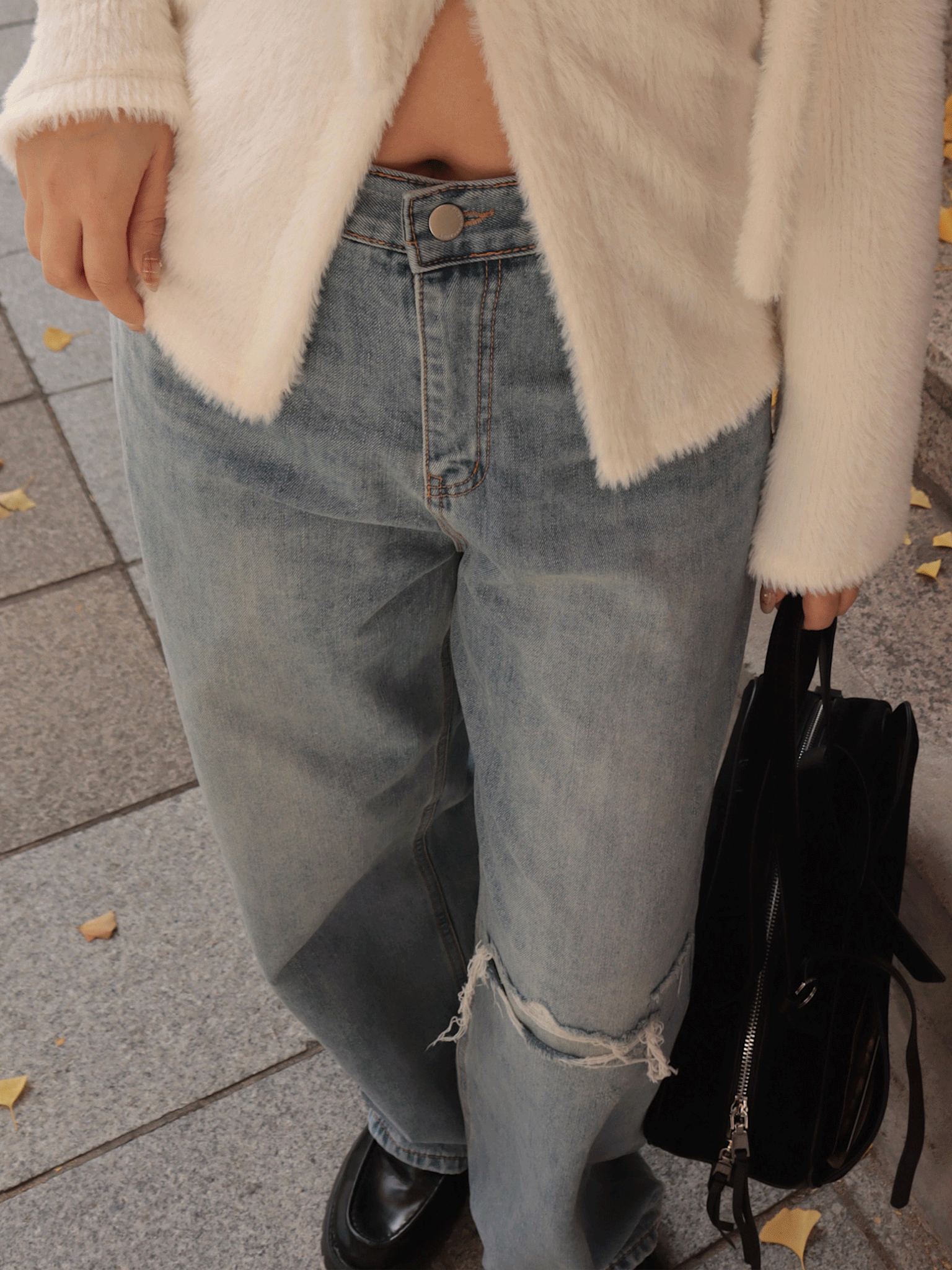 25J117 臀線超美 薛丁格的割破設計顯瘦牛仔直筒褲 (自留大推)