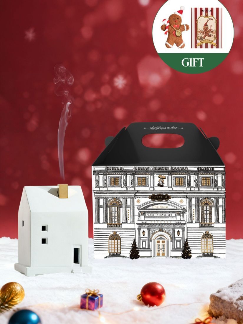 【 預購 】OPTATUM  情意滿屋薰香禮盒 ( 格紋紙房屋+火柴+紙薰香 )