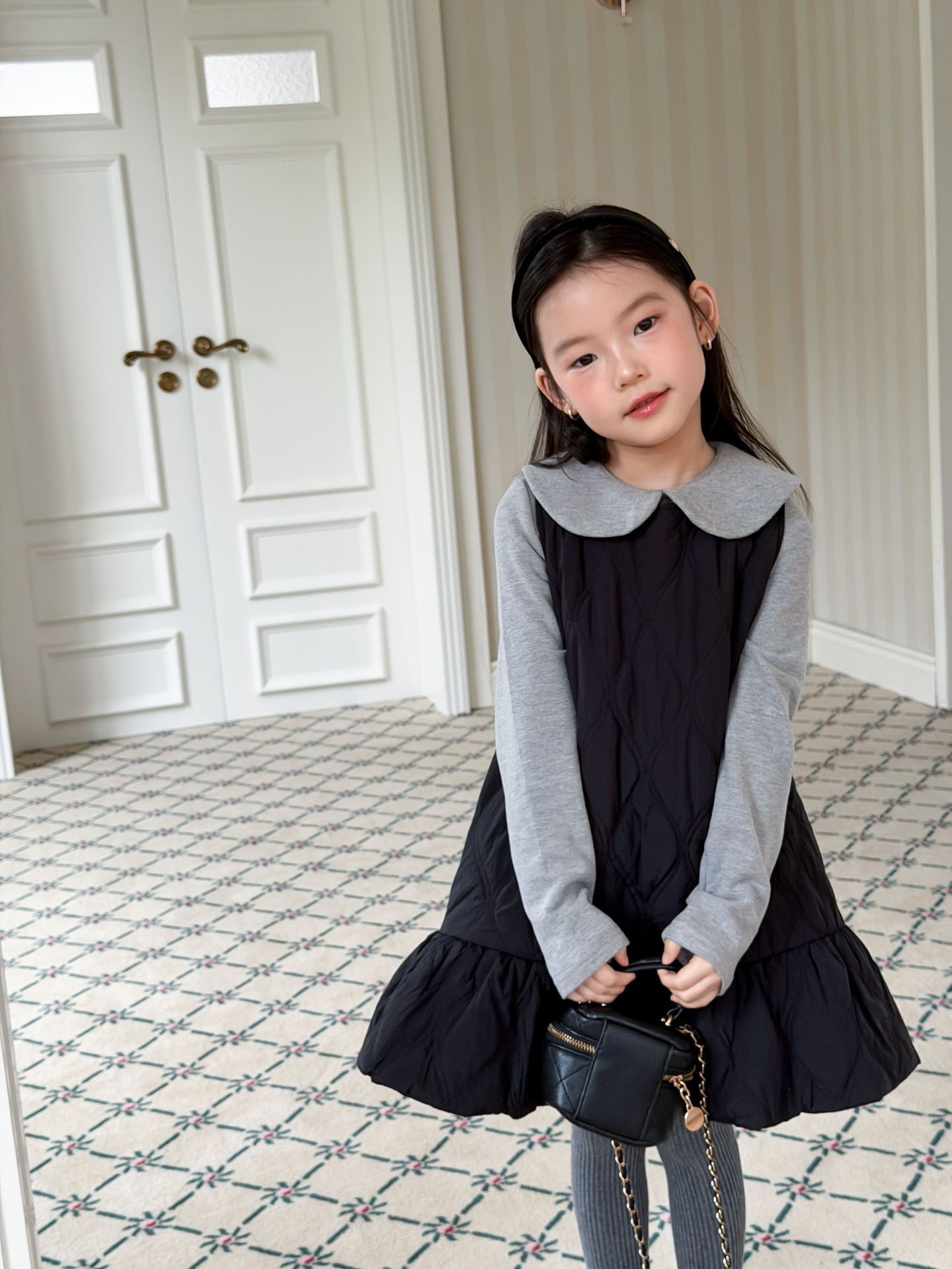 花邊魚尾鋪棉洋裝