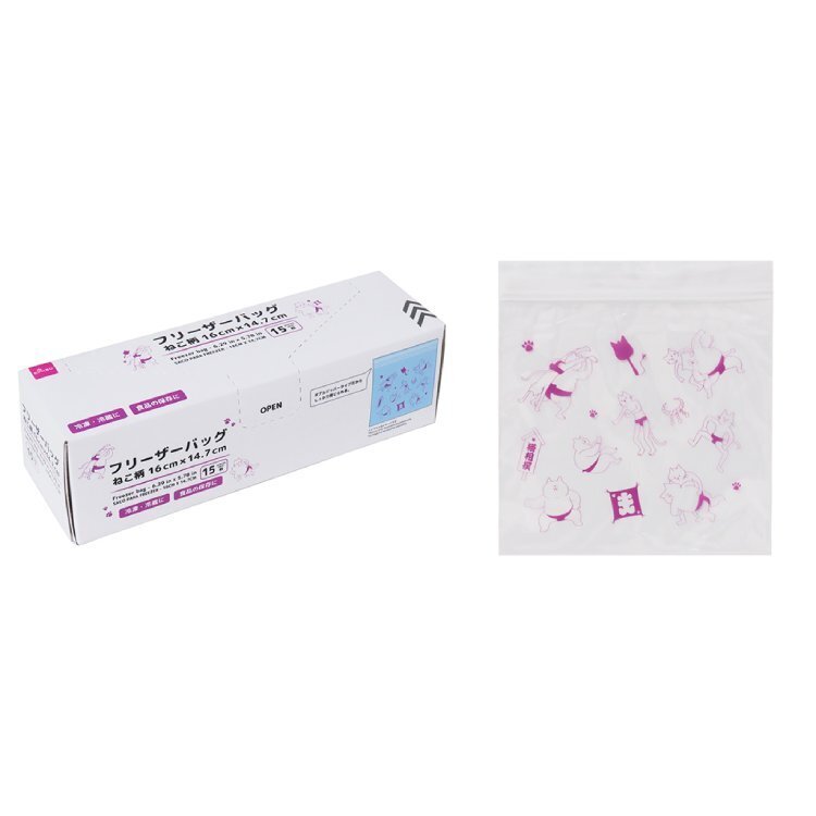 冷藏冷凍夾鏈袋/貓咪 15入 16×14.7cm