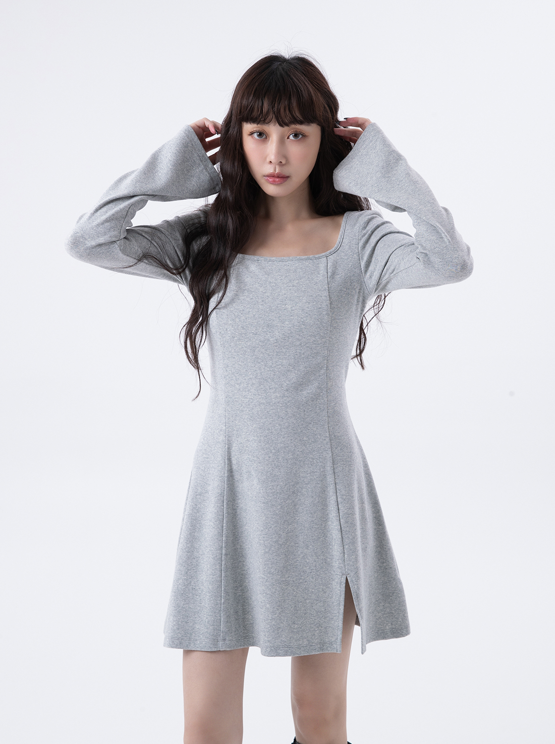 後綁帶附BRA 長袖洋裝