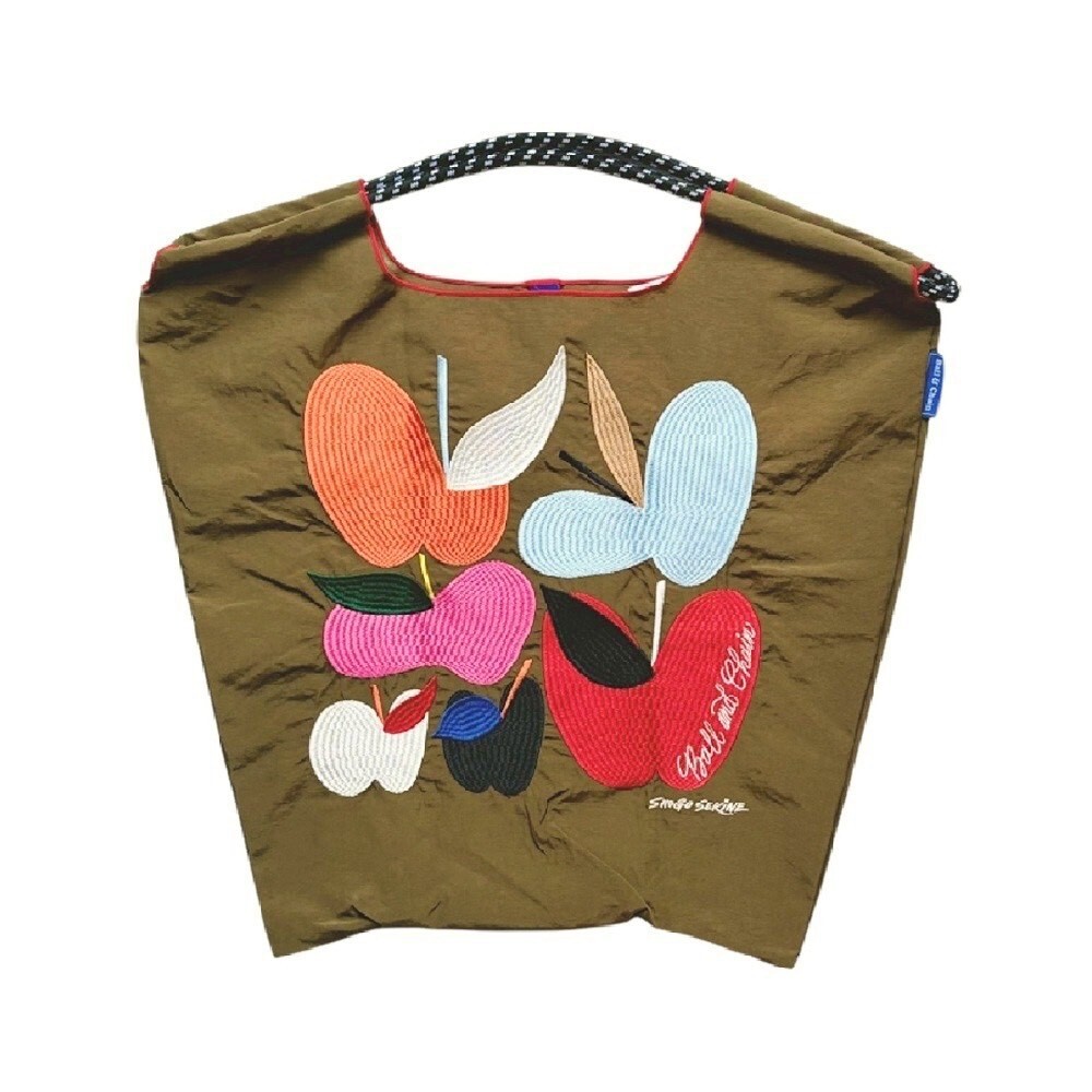 Ball＆Chain 刺繡環保購物袋 M號 - 橄欖綠 (32300113)