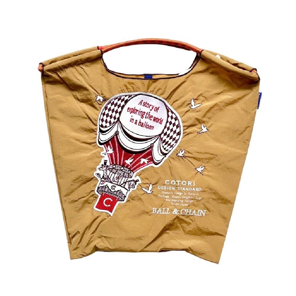 Ball＆Chain 刺繡環保購物袋 M號 - 卡其 (32100103)