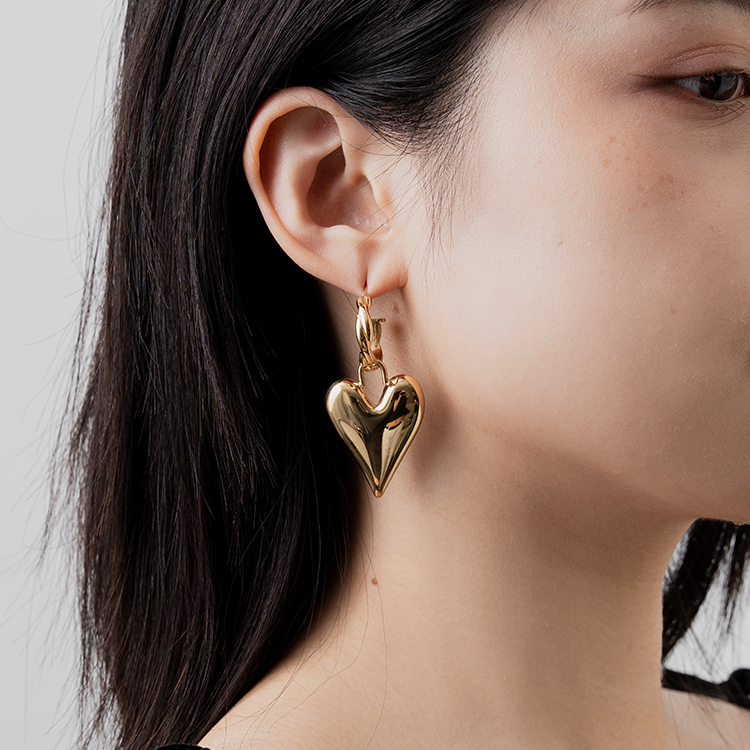 miramira心語｜都會立體愛心耳環D0725-金73417