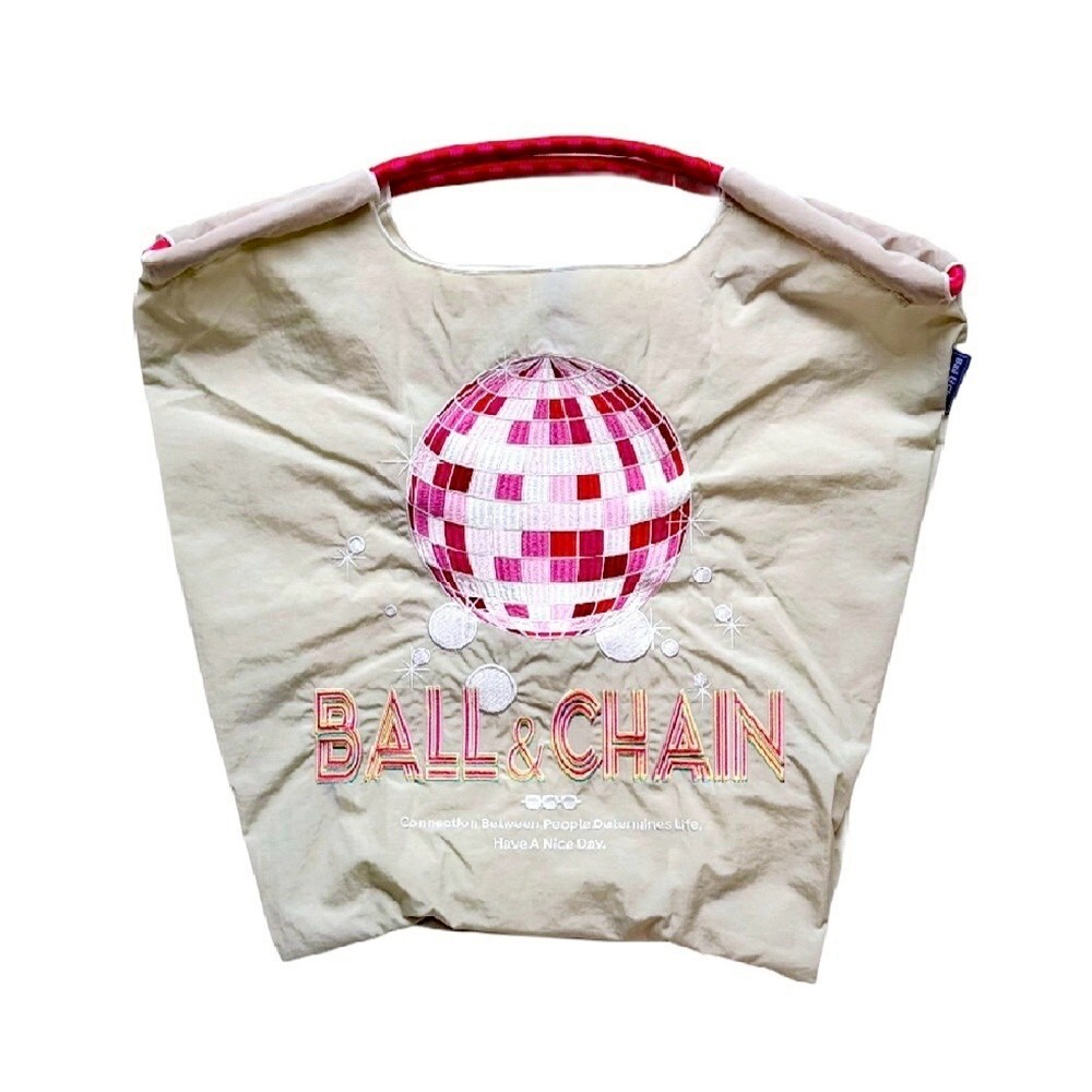 Ball＆Chain 刺繡環保購物袋 M號 - 淺灰 (30102327)