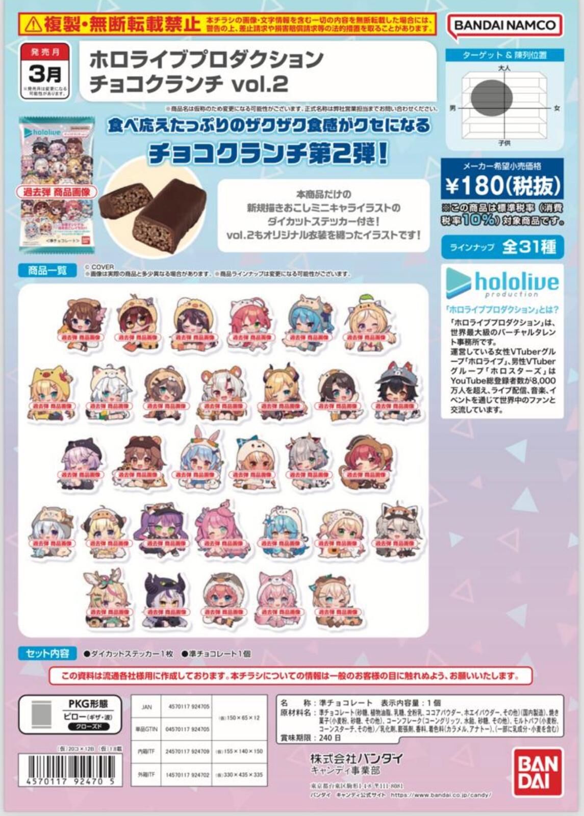 「官品預購」Hololive ホロライブプロダクション チョコクランチ vol.2