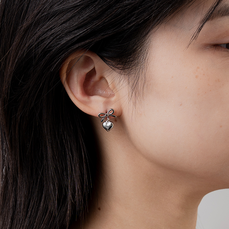 miramira心語｜初戀心願蝴蝶結耳環D7024-銀85947