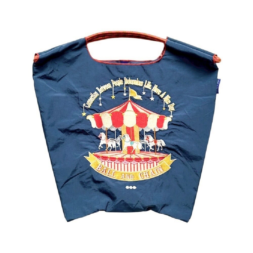 Ball＆Chain 刺繡環保購物袋 M號 - 深藍 (30101832)