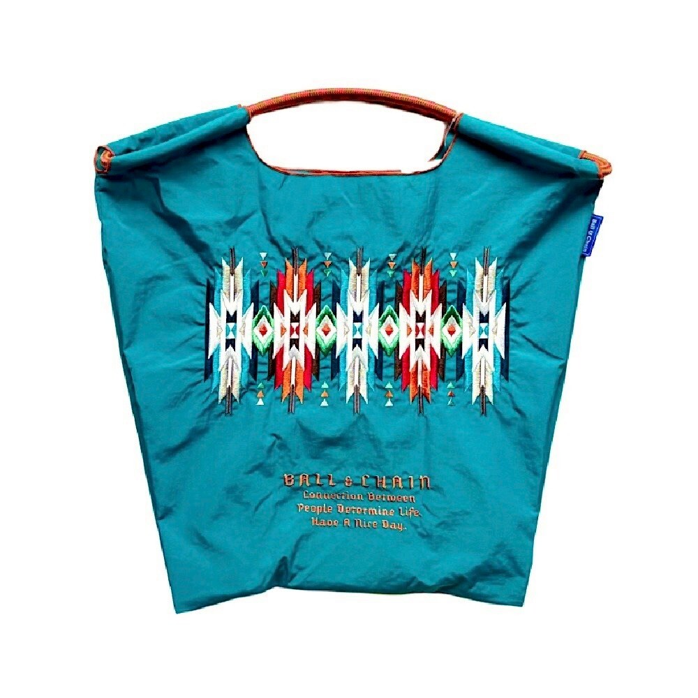 Ball＆Chain 刺繡環保購物袋 M號 - 土耳其藍 (30100788)