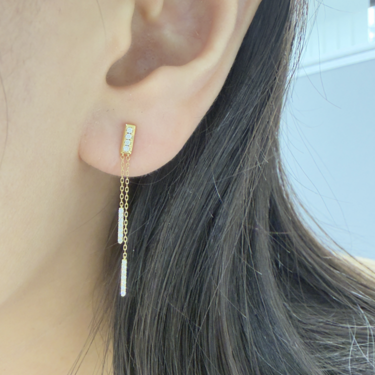 18K黃金鑽石長耳環