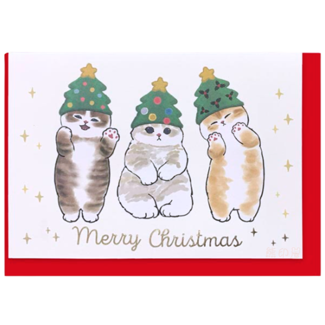 Mofusand聖誕樹造型 立體聖誕卡 (平行進口)