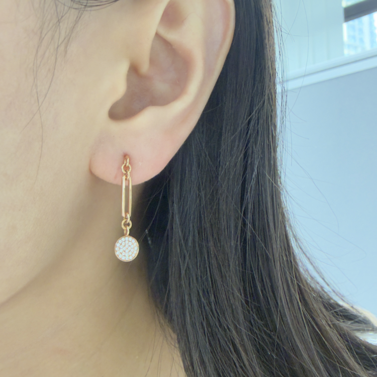 18K紅金鑽石長耳環