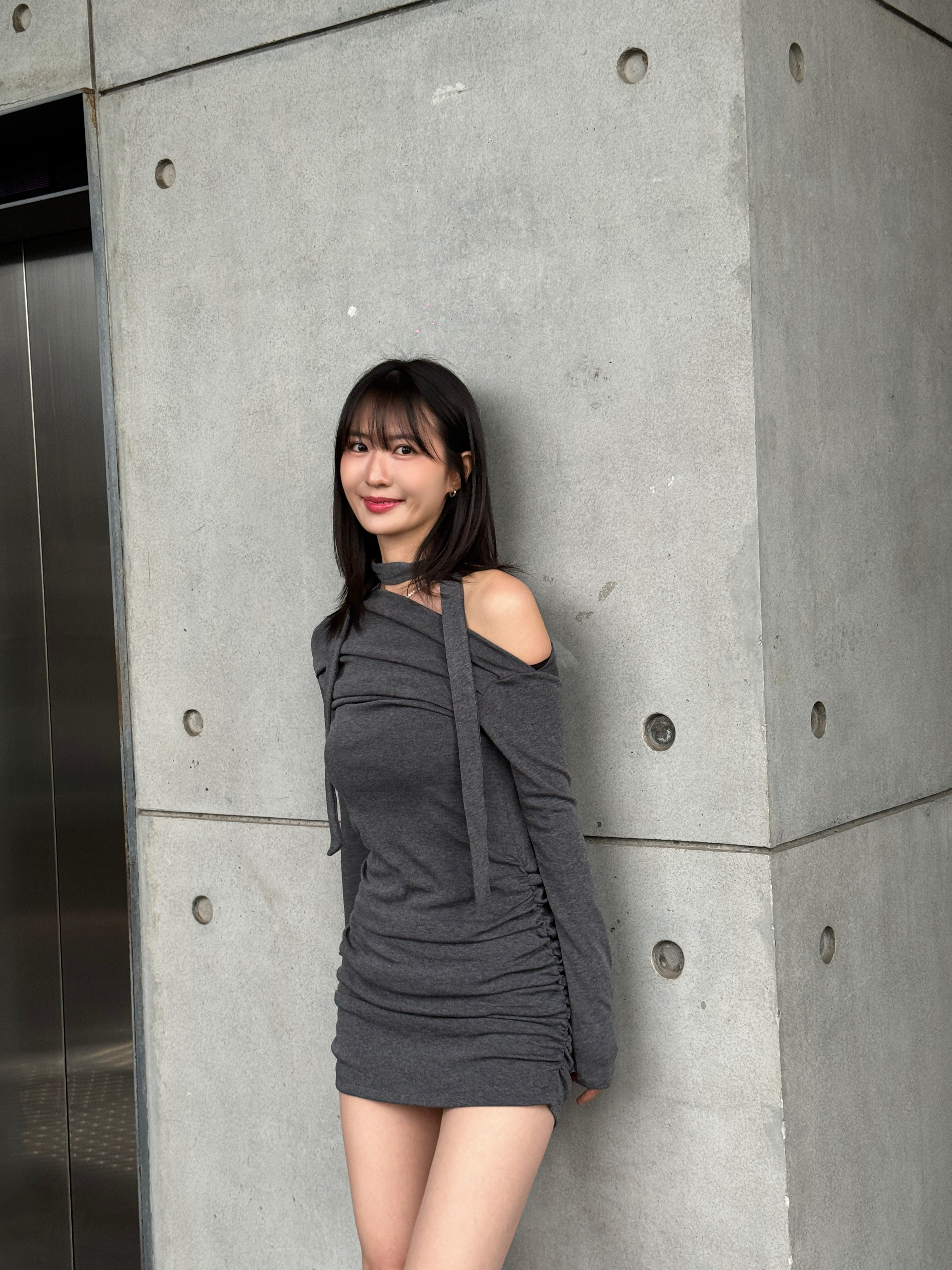 (訂購🎄) 節日必買❤️露膊皺皺掛帶連身短裙 OP1121 (黑/深灰/淺灰)