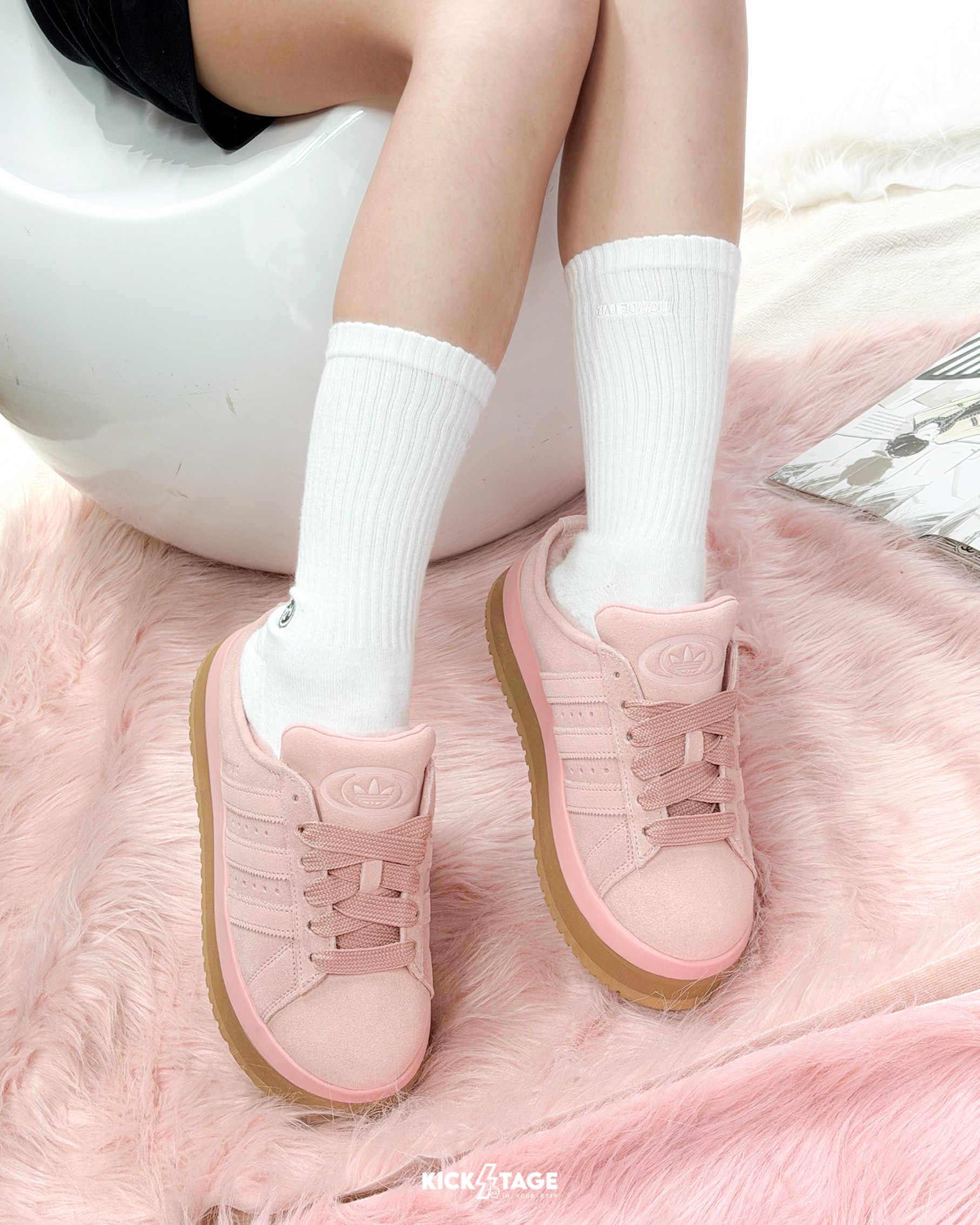 女鞋 ADIDAS CAMPUS 00s WTR LO W 粉色 麂皮 厚底 絨毛 休閒 拖鞋 穆勒鞋【JR3238】