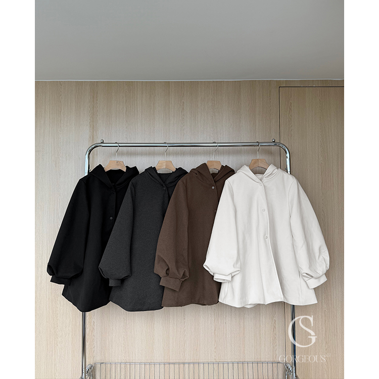 M75「（樂愛）高磅毛呢澎袖大衣外套」