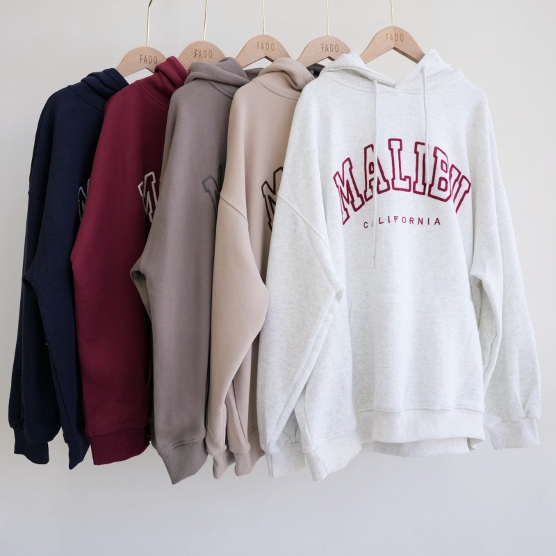 法朵Fado shop｜毛線英文連帽圓領寬版大學Tee 0214098 五色