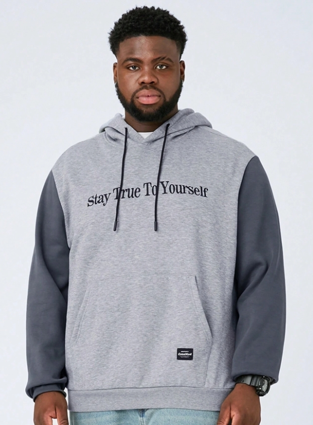 KADMAX大尺碼-男士針織拼布帽TEE〈KSMS2643〉