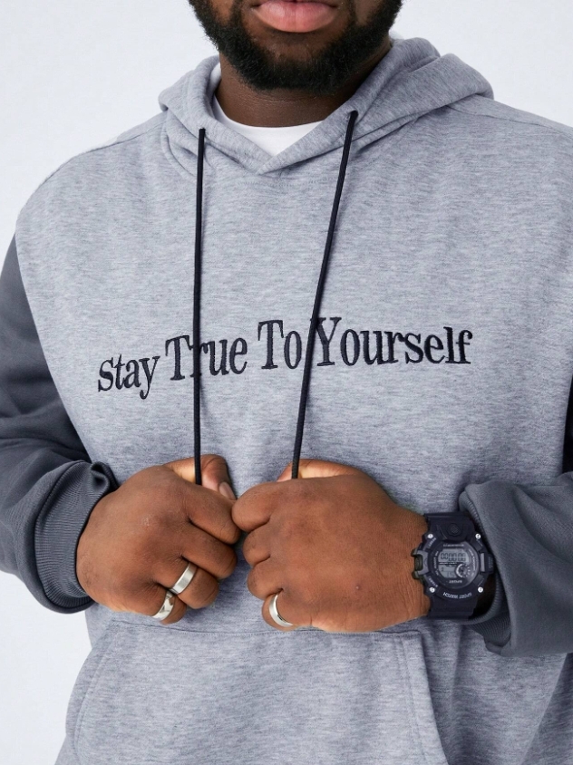 KADMAX大尺碼-男士針織拼布帽TEE〈KSMS2643〉