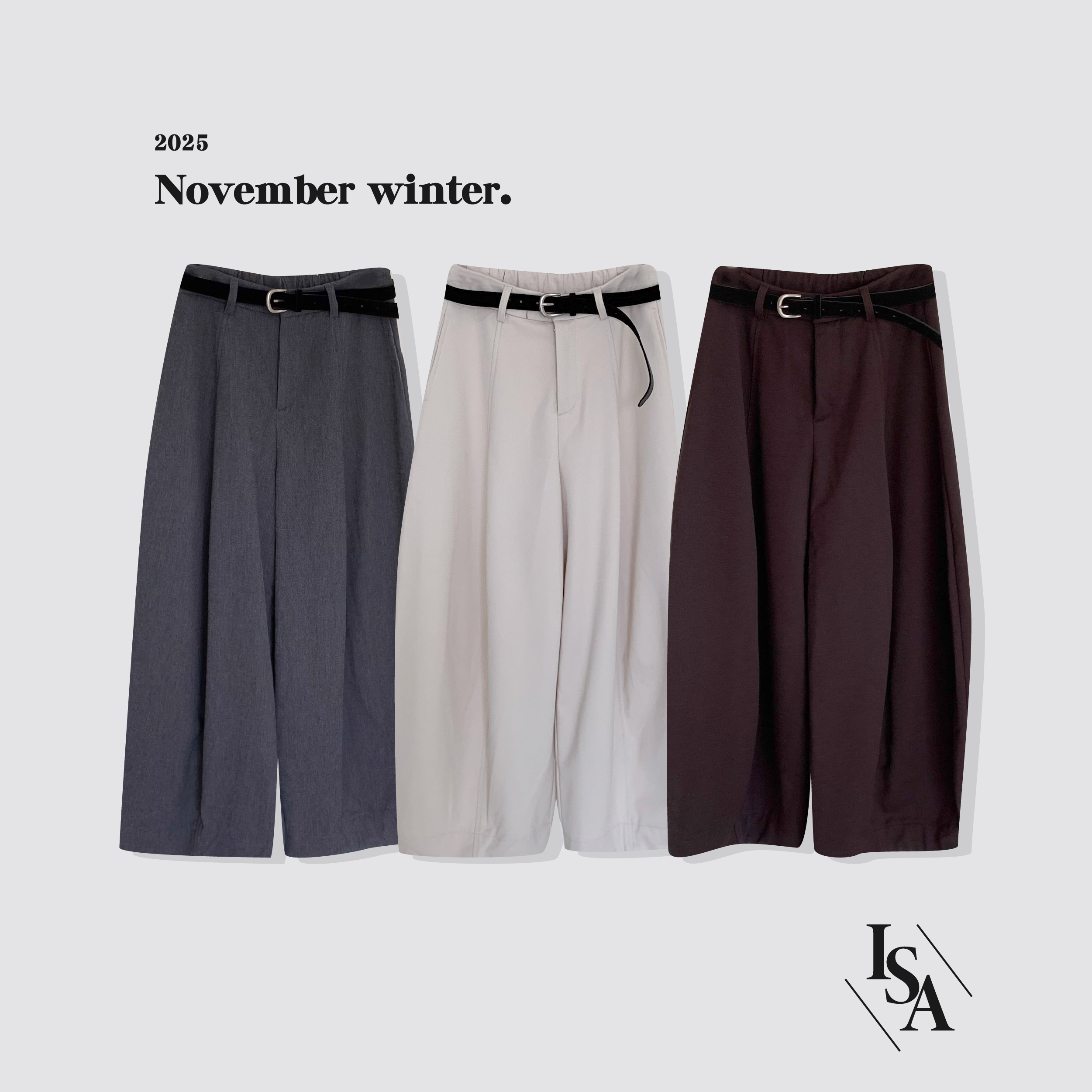 ISA_不藏私! 純色控會愛的(內刷絨)斜紋寬褲_51120