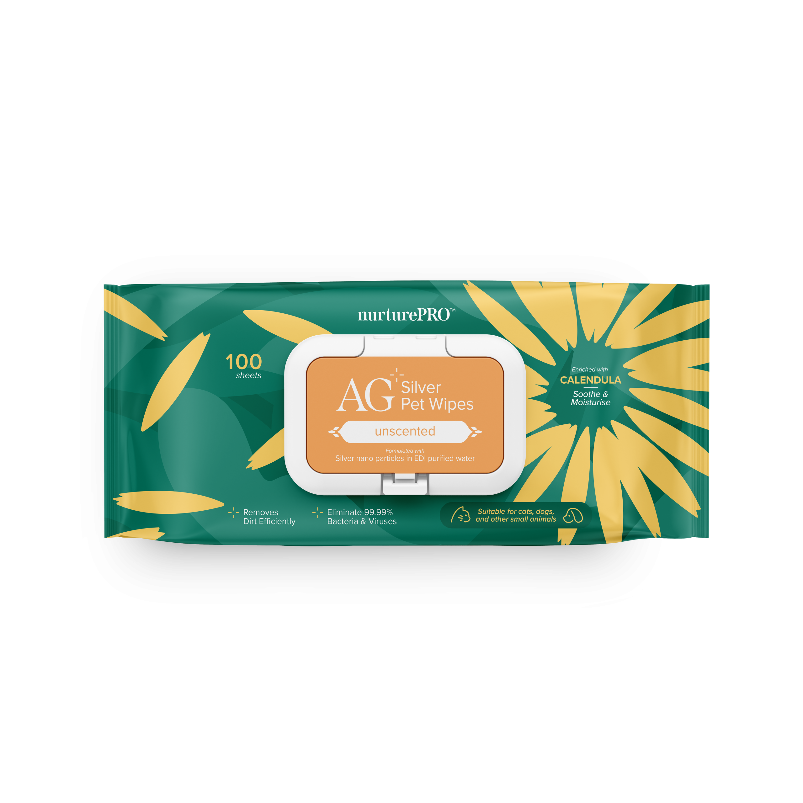 【Nurture Pro AG+ 銀離子寵物親膚消毒濕紙巾】100片裝 **大包裝**