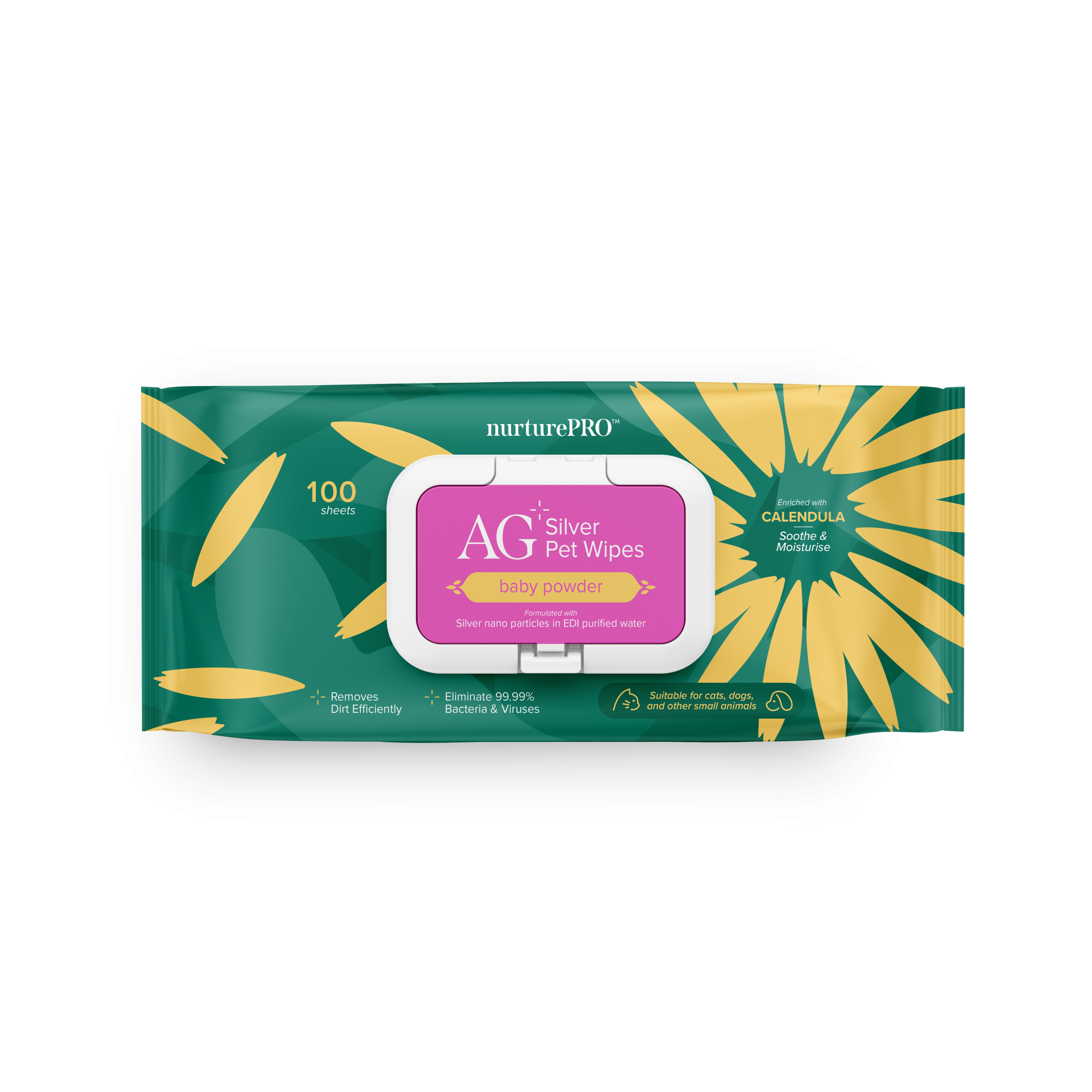 【Nurture Pro AG+ 銀離子寵物親膚消毒濕紙巾】100片裝 **大包裝**