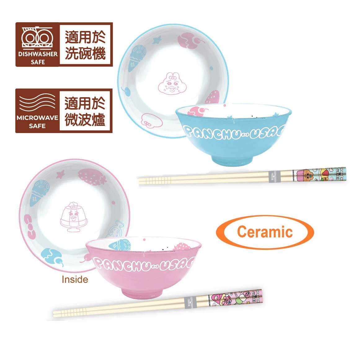 褲褲兔 底褲兔 4P陶瓷廚具禮盒套裝(碗,筷子)