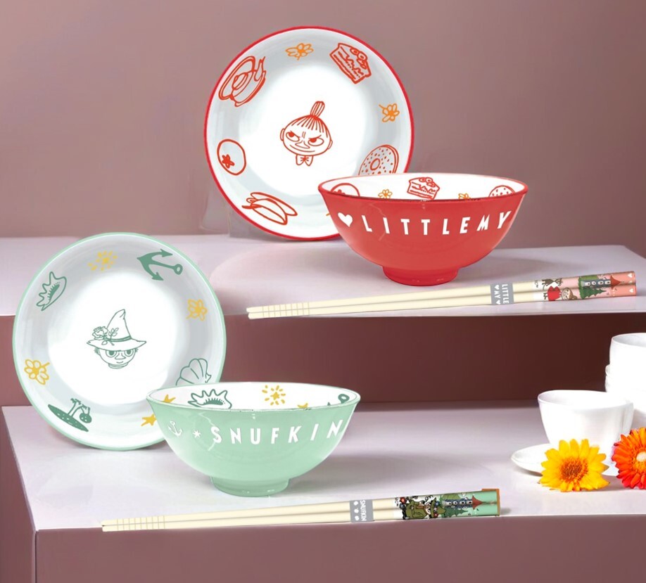 姆明一族 4P陶瓷廚具禮盒套裝(碗,筷子)