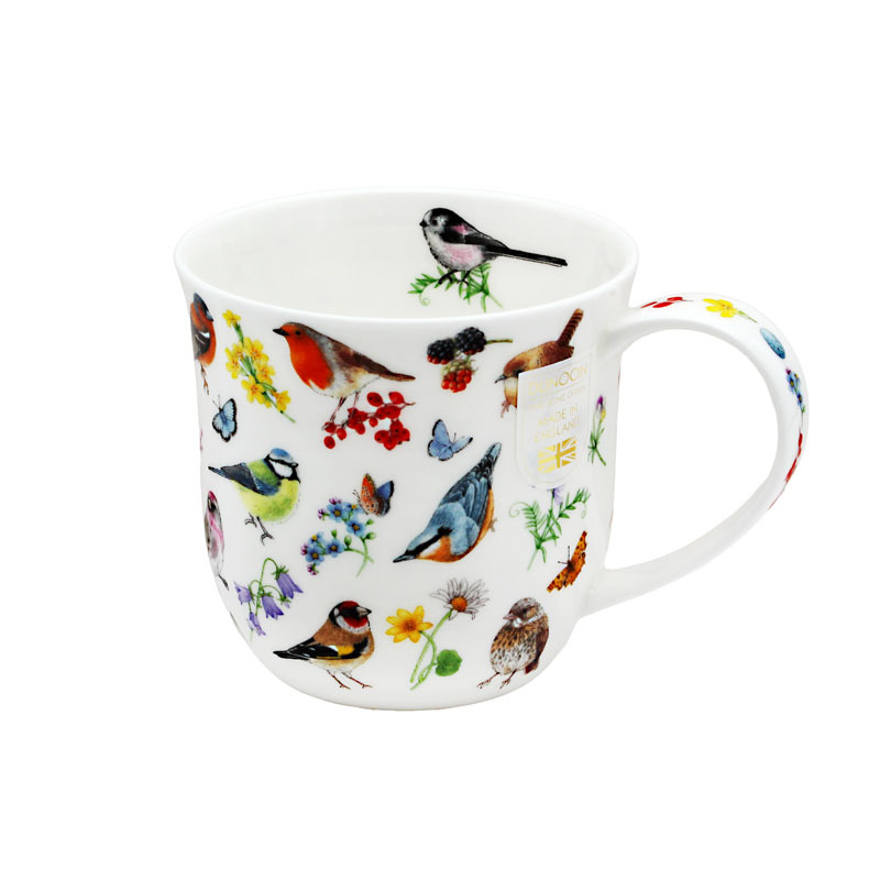 DUNOON Cumbrae shape 0.45L Fine Bone China Mug (BIRD GARDEN ROBIN) -CU-BIRG-RO