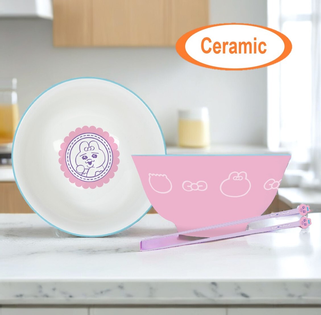 褲褲兔 底褲兔 陶瓷廚具禮盒套裝(碗,筷子)