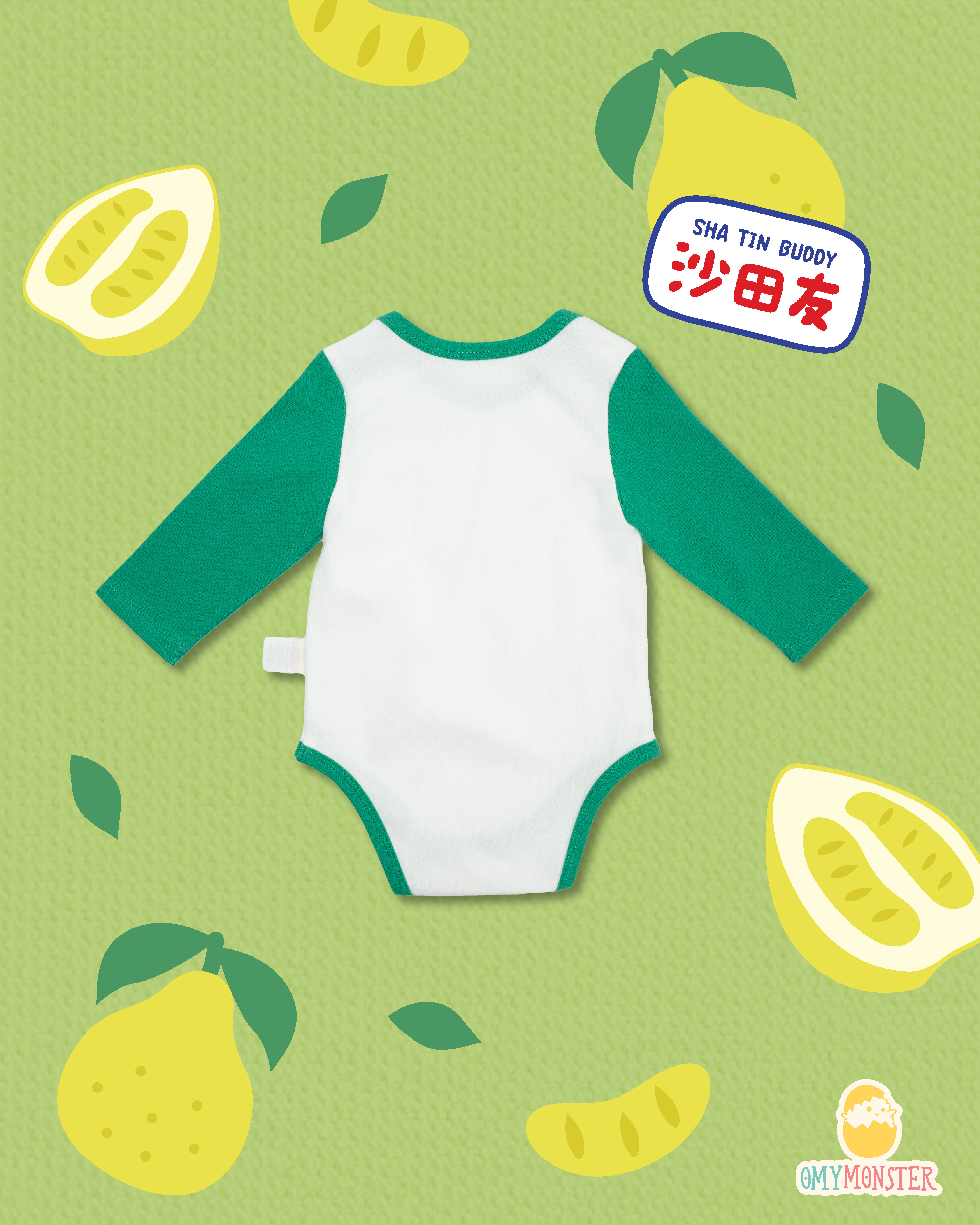 OMYMONSTER - Mini B 沙田友長袖包屁衣 (綠色）