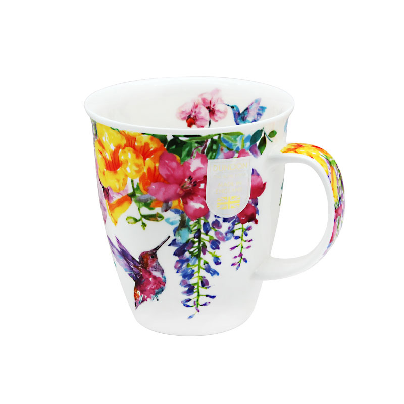 DUNOON Nevis shape 0.48L Fine Bone China Mug (HUMMINGBIRDS YELLOW) -NE-HUMM-YE