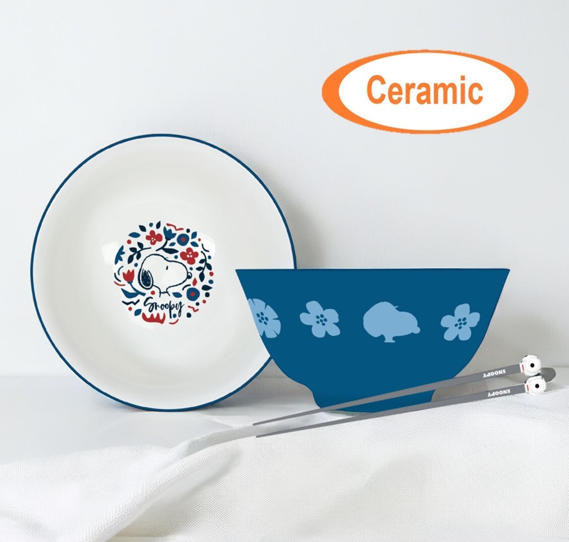 史努比 陶瓷廚具禮盒套裝(碗,筷子)