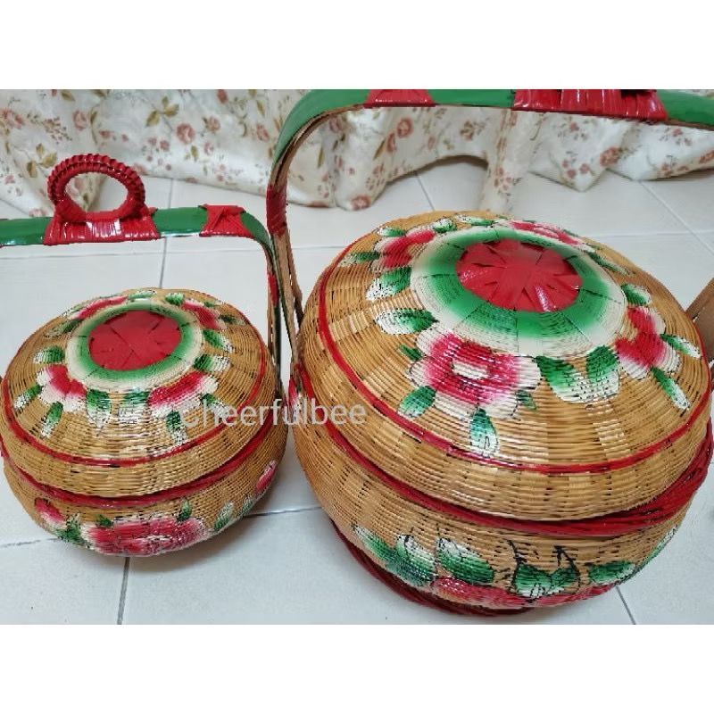 [The Rattan House] Handcrafted Asian Antique Collection Rattan Chinese Betrothal Wedding Basket Teow Chew Basket 潮洲篮