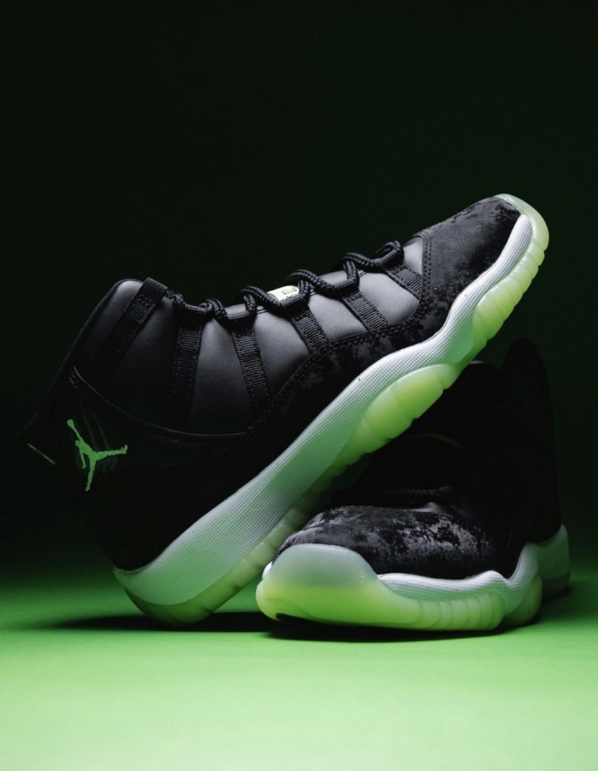 大童鞋 女鞋 AIR JORDAN 11 RETRO GS 黑綠 夜光底 緩震 運動 籃球鞋【IB1378-001】AJ11