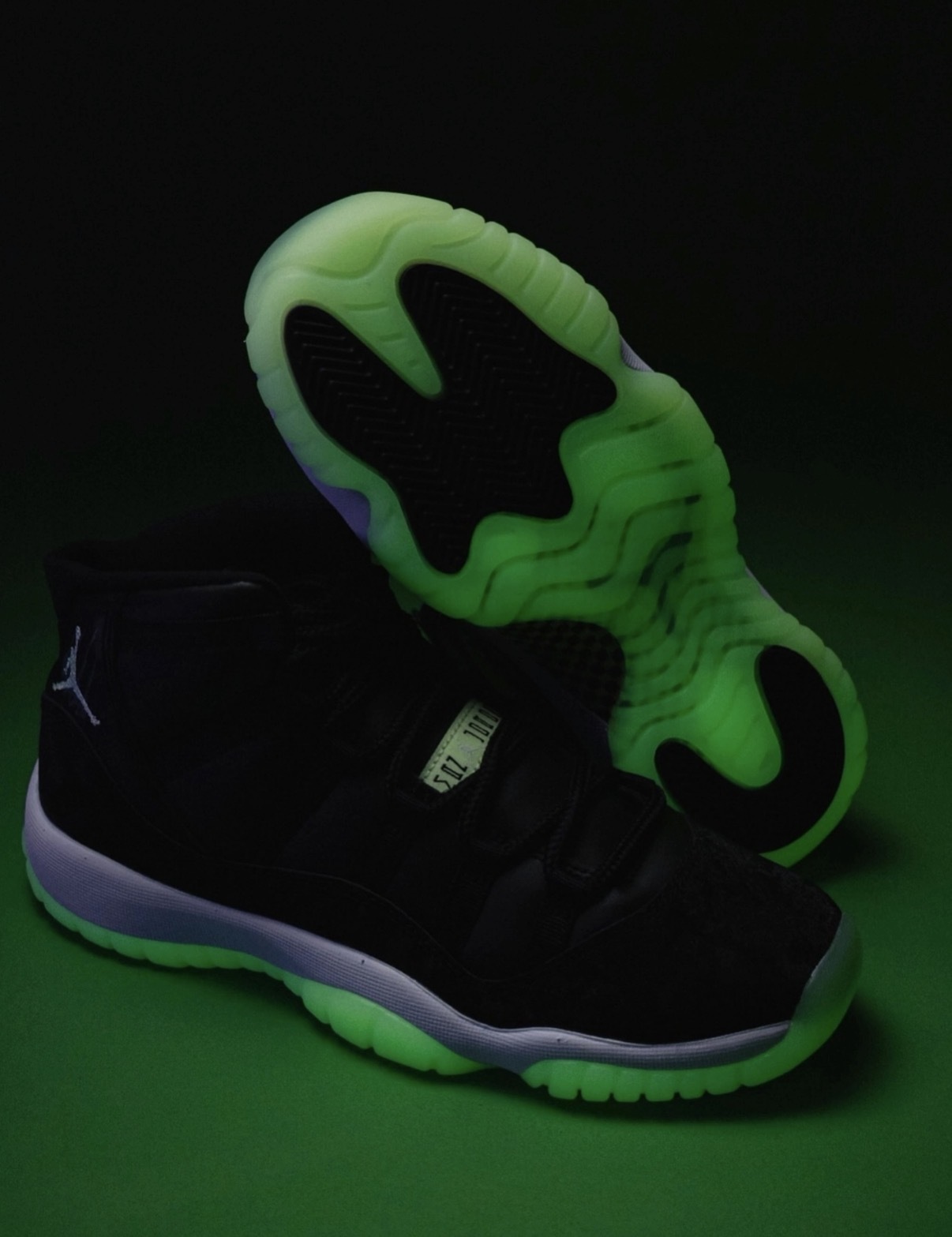 大童鞋 女鞋 AIR JORDAN 11 RETRO GS 黑綠 夜光底 緩震 運動 籃球鞋【IB1378-001】AJ11