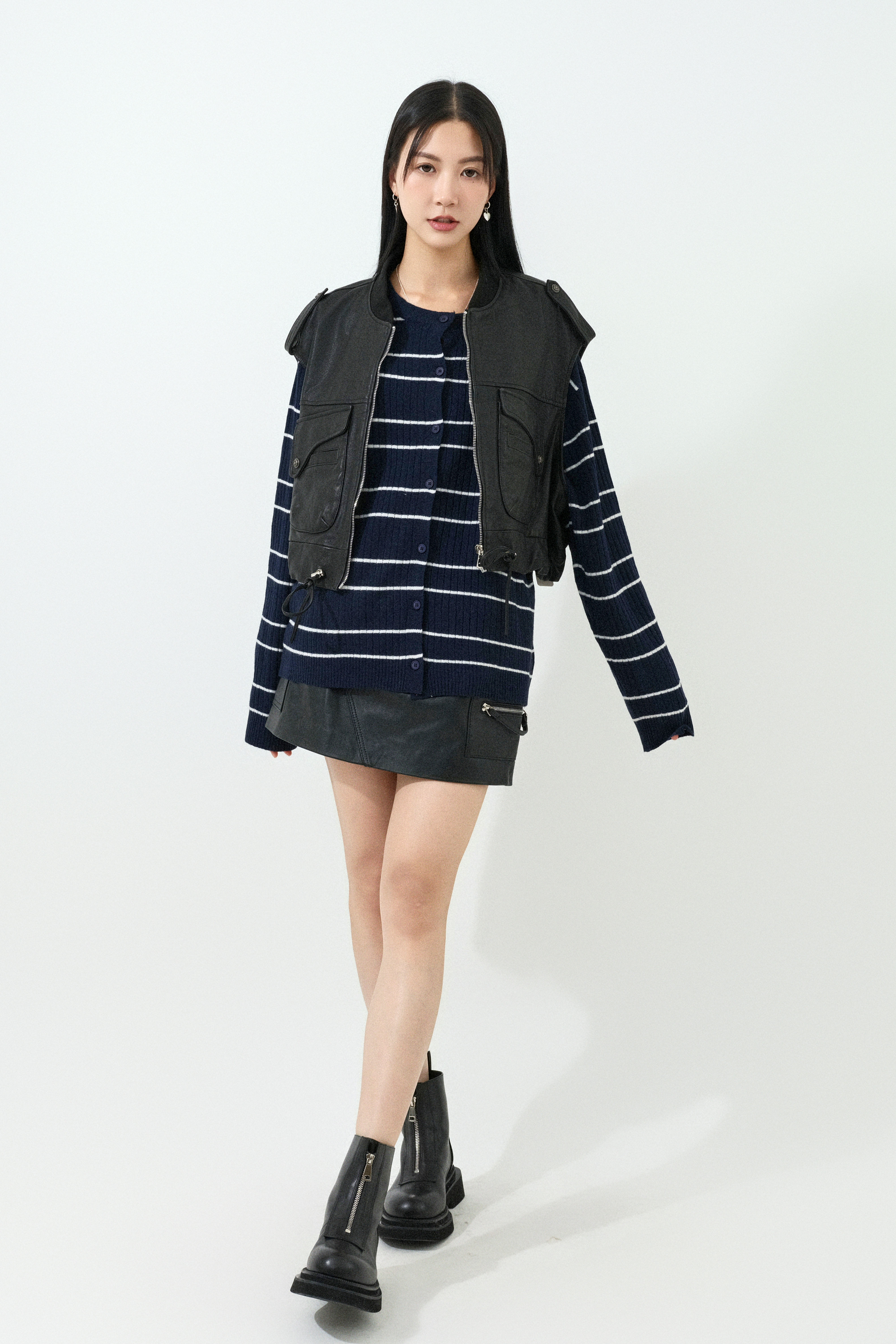 FW25_0209（真皮背心＋上衣＋真皮半截裙）