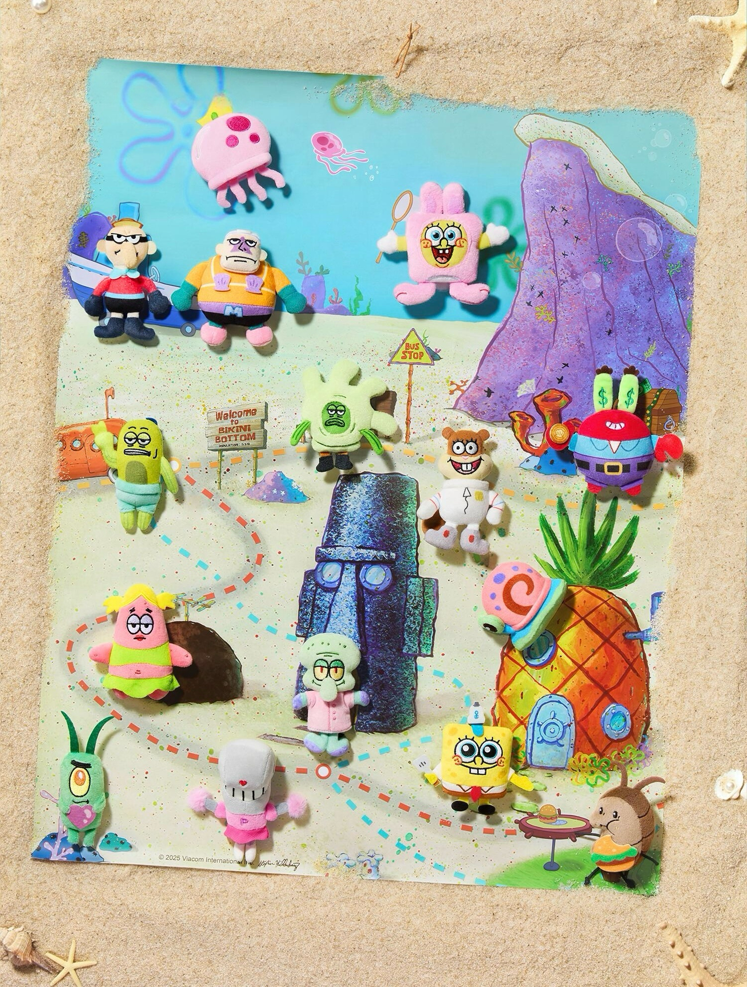 海綿寶寶 正版授權 比奇堡一日遊 毛絨貼貼盲袋 鑰匙圈 吊飾 冰箱貼 盲盒 20+2款(任買兩件711免運)/預購