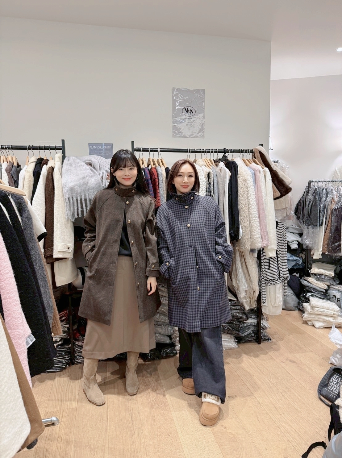 MN5223 大牌feel英倫格紋長版大衣