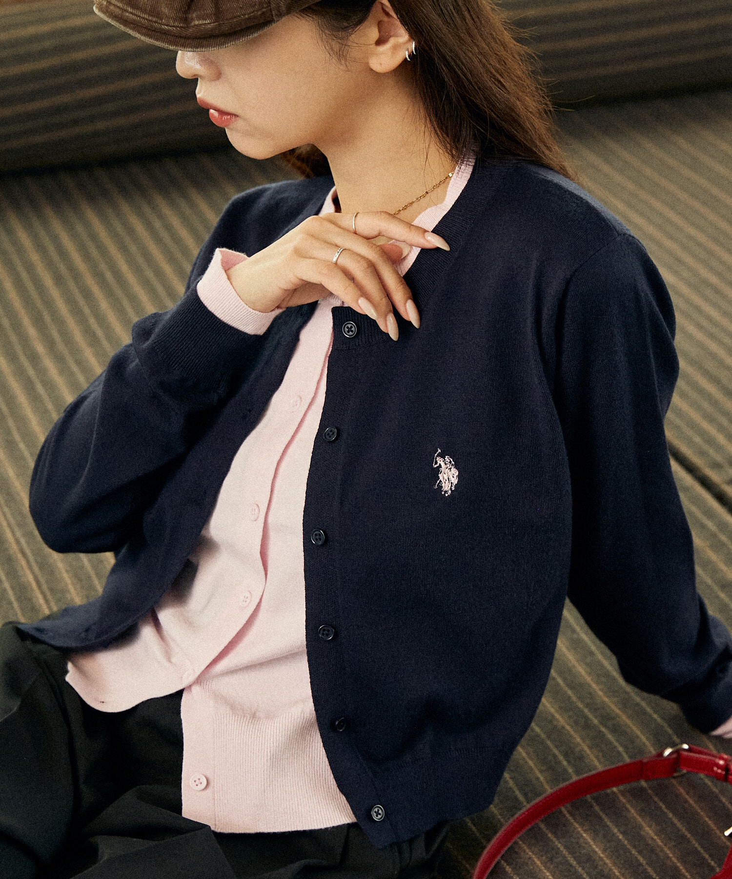 預購┃U.S. POLO ASSN. 刺繡 假兩件 開襟 針織 罩衫 外套