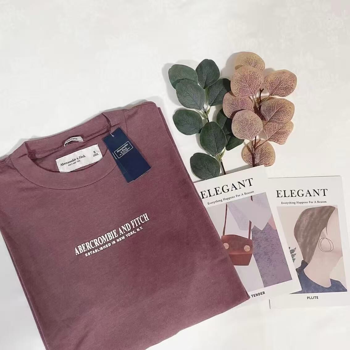 A & F LOGO MIDDLE LOGO LS TEE