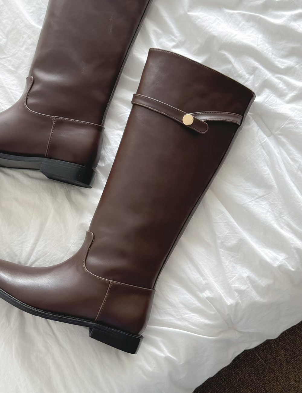 SH5225 PU皮革冇拉鍊馬靴 *足碼*