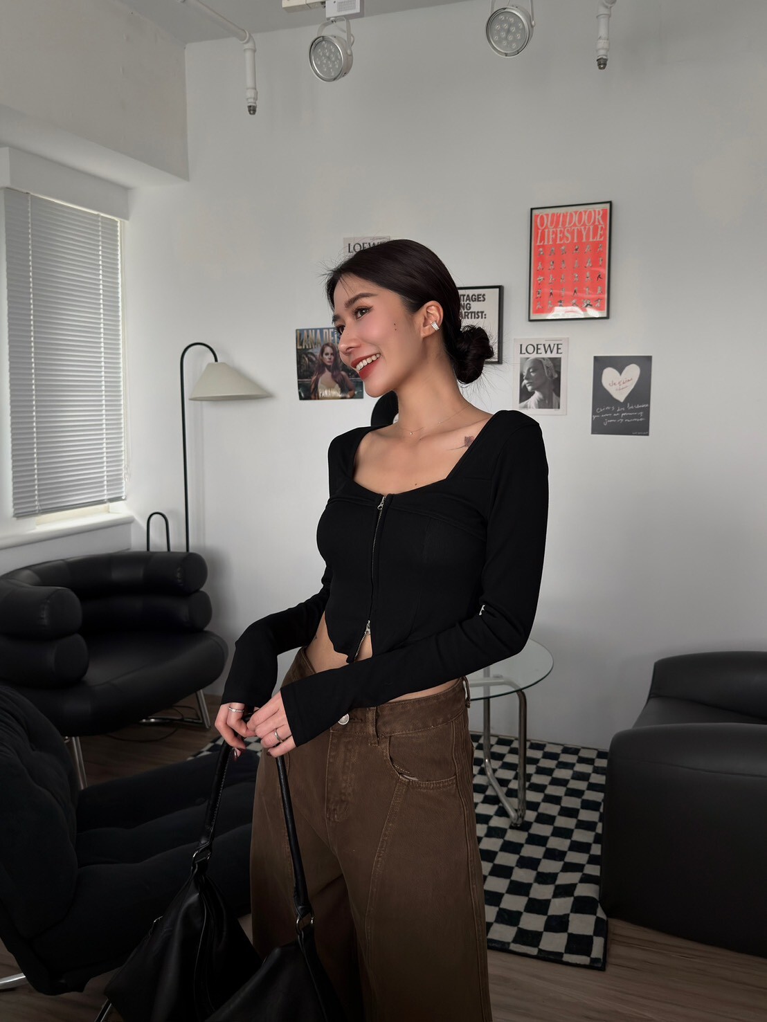 雙拉鍊造型長袖BRATOP