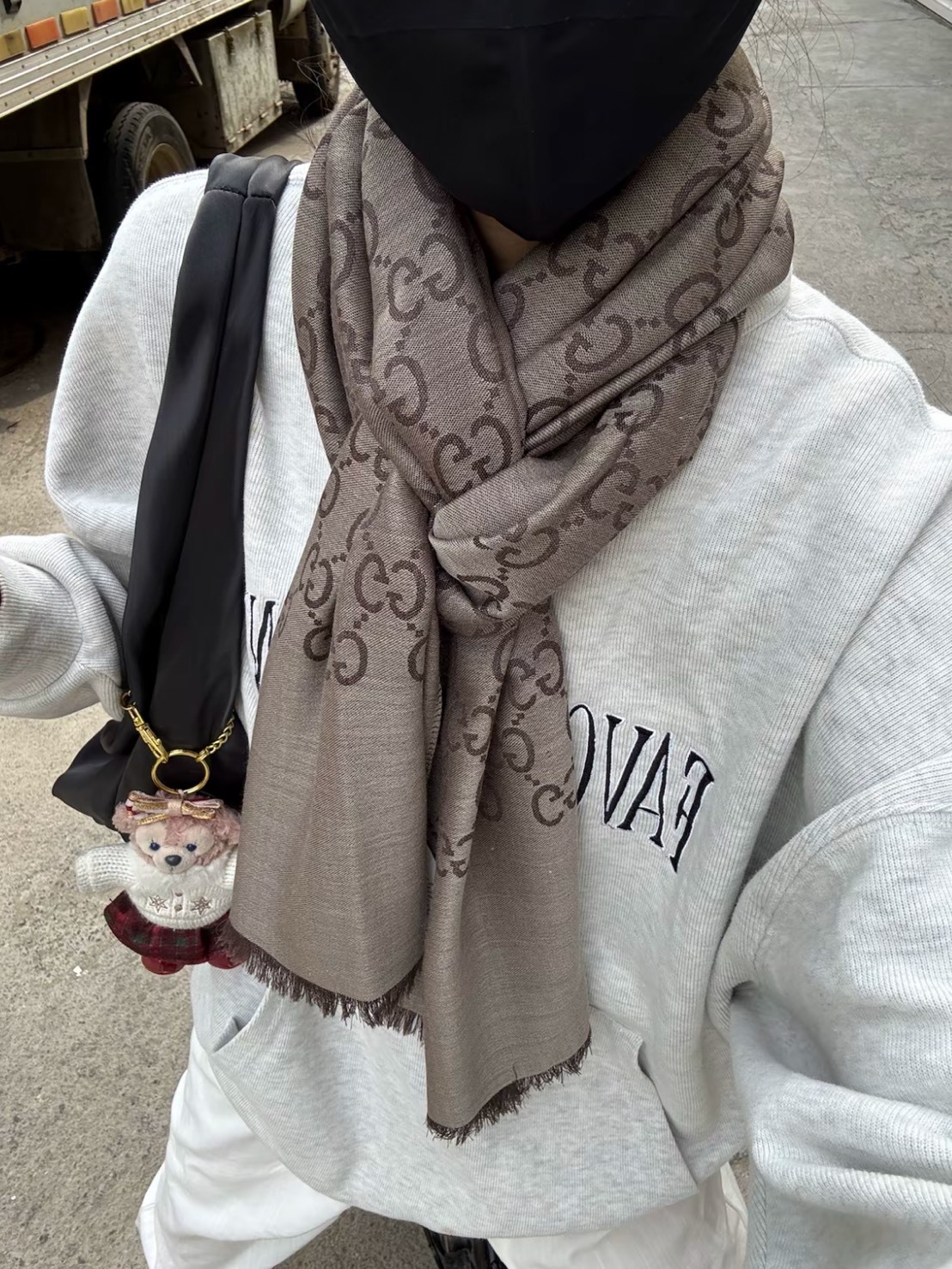 GUCCI 經典老花系列 流蘇 羊毛 圍巾